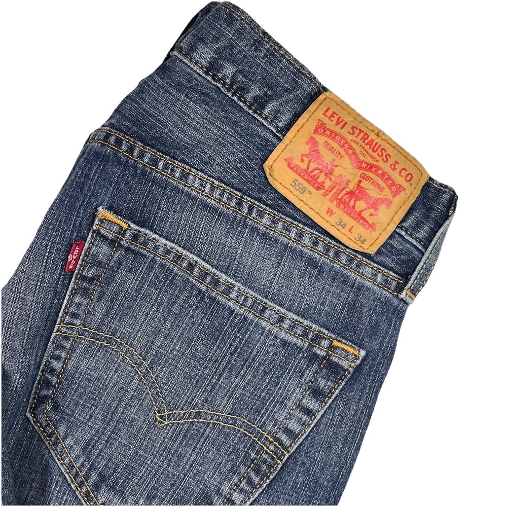 Levi's 559 Relaxed Straight Jeans Men's 34x34 Blue Denim Medium Wash 5-Pockets
